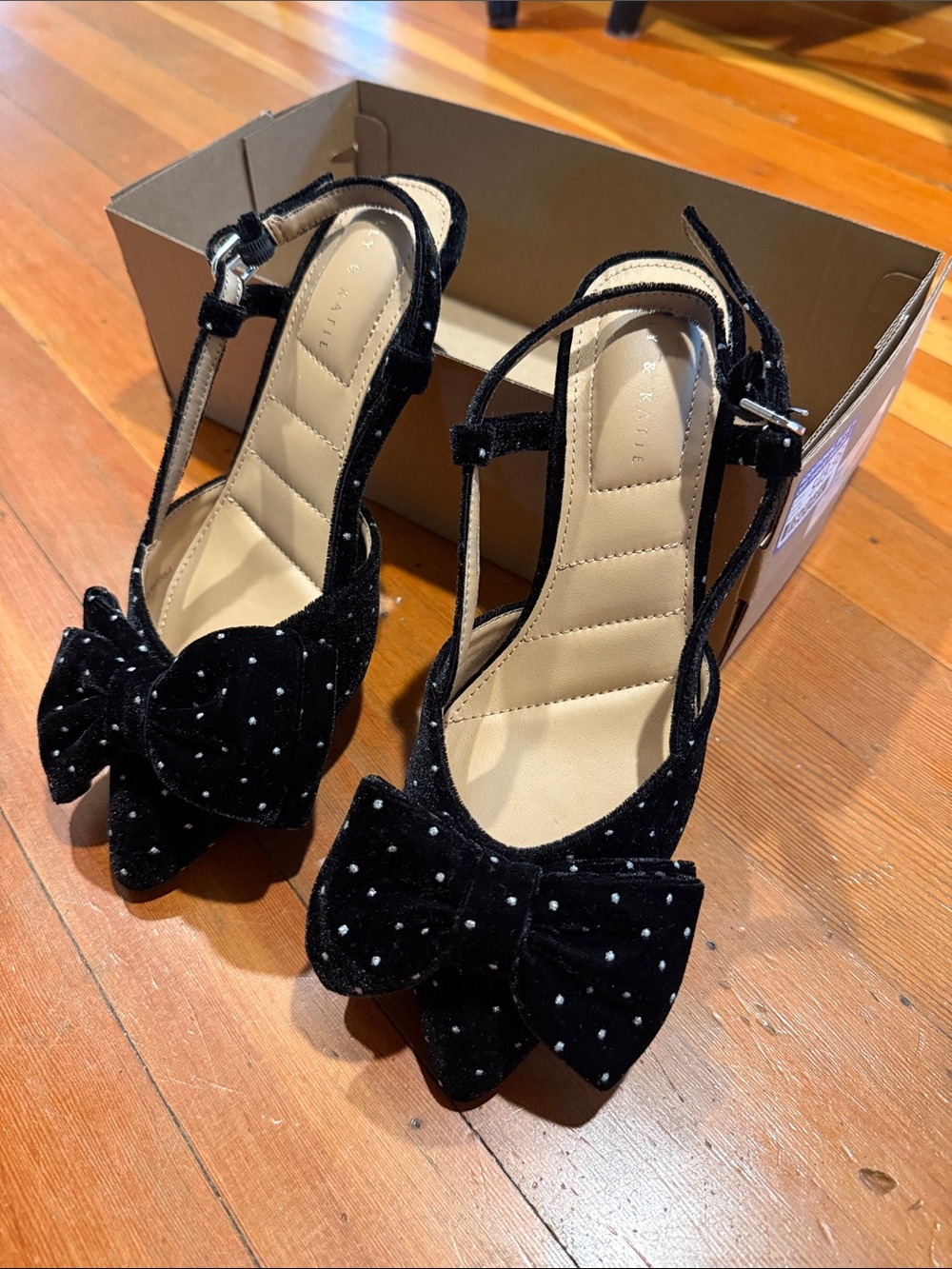 Kelly & Katie Black Velvet Bow Slingback Heels
